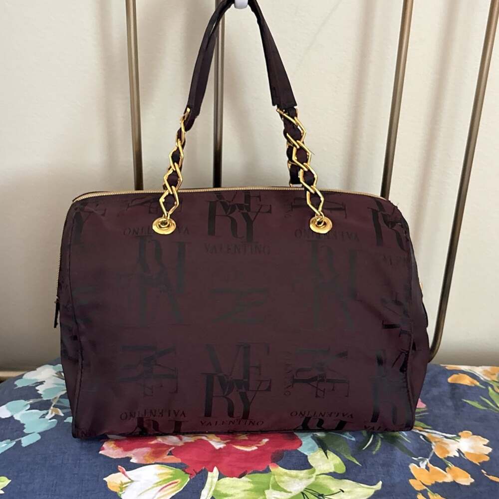 Valentino Les Sacs Burgundy Tone on Tone VERY VALENTINO Double Handle Satchel - Picture 3 of 16